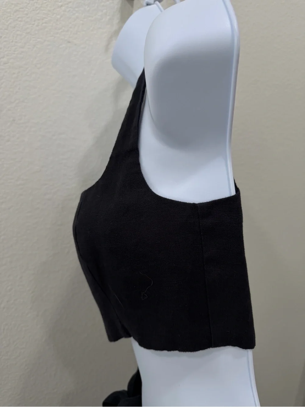 REFORMATION- Black Two-Piece Skirt & Crop Top Set/ linen fabric